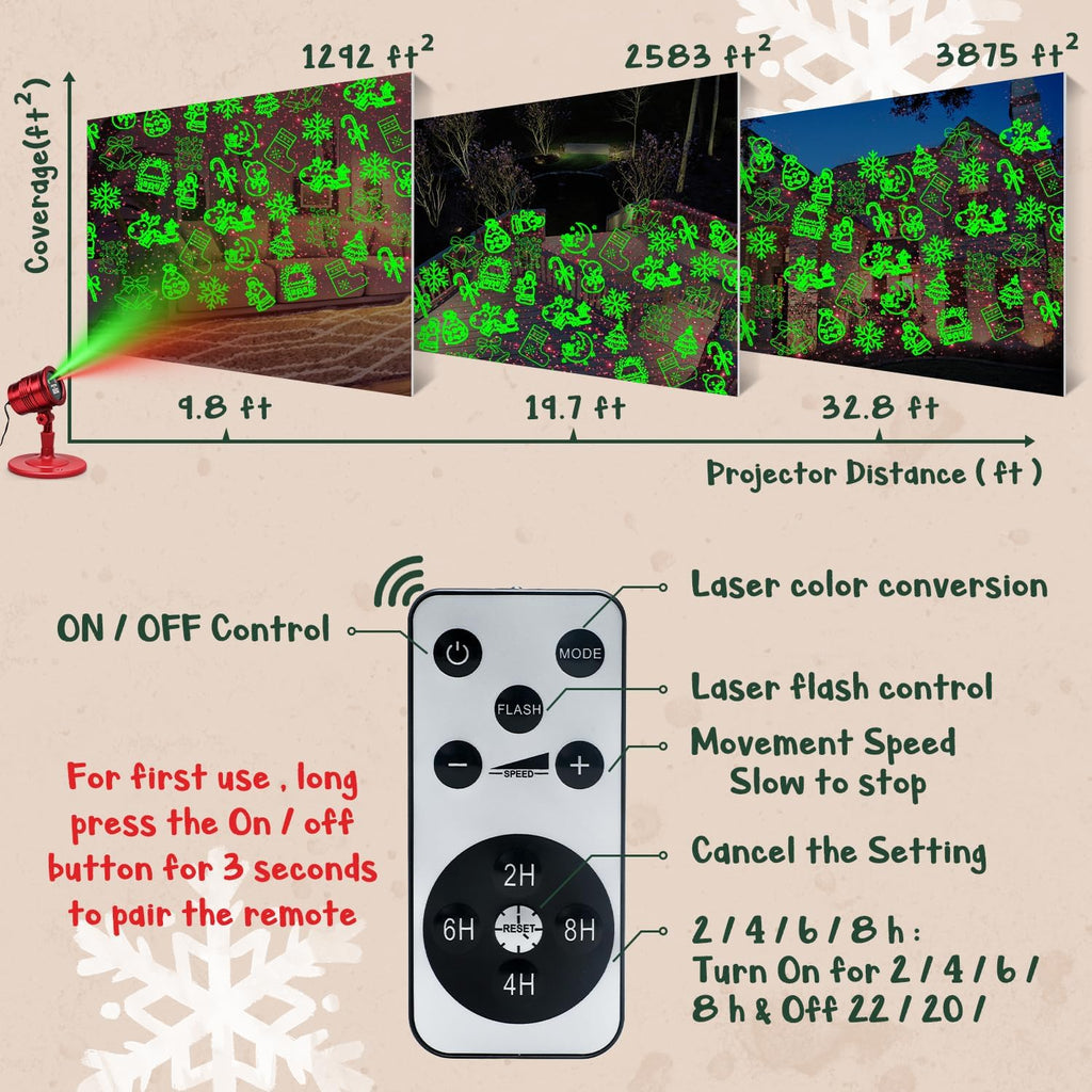 Limited Edition Christmas Projector Lights Outdoor, Special Edition Waterproof Christmas Laser Lights with Remote