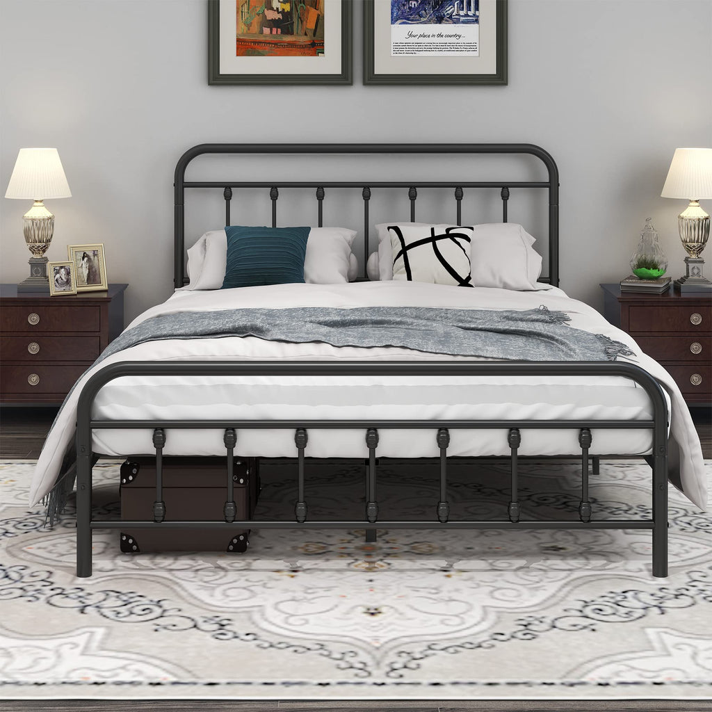 Metal Bed Frame with Headboard and Footboard Farmhouse Platform Bed Frame Under Bed Storage No Box