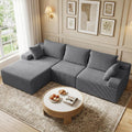 108" Boneless Sectional Couch,Corduroy Cloud Couch Sectional ,Modern L Shaped Modular Sectional Couch,3 Seater Sofa