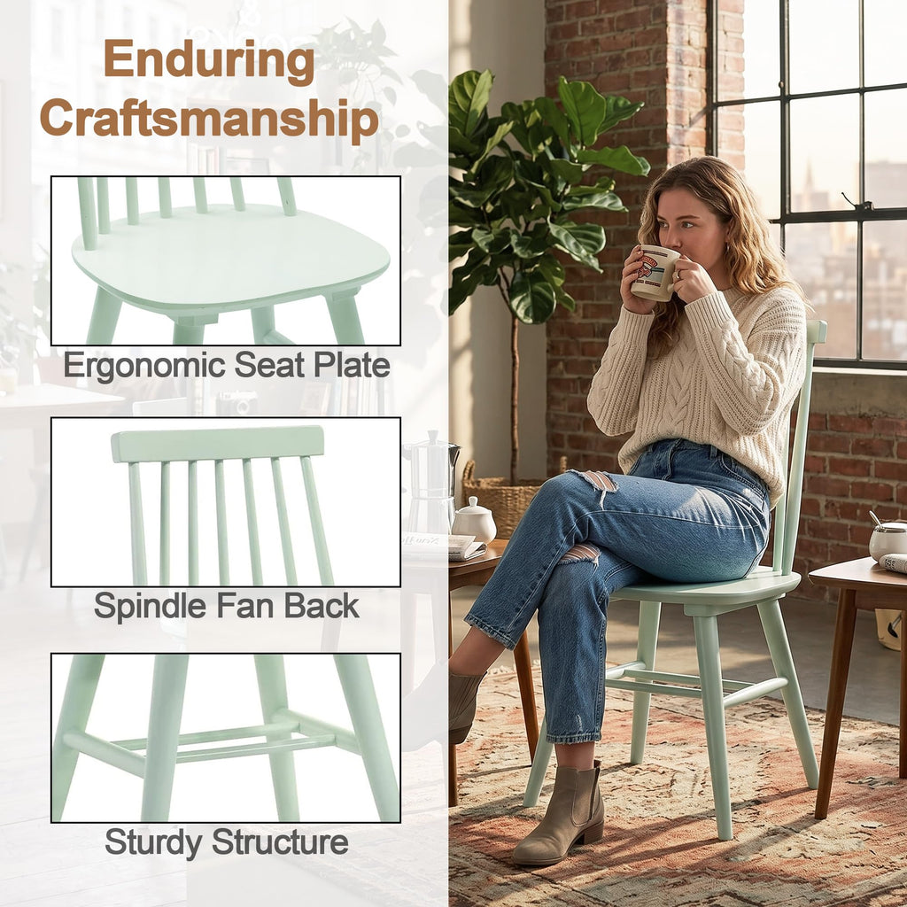 Wood Dining Chairs Set of 6, Mint