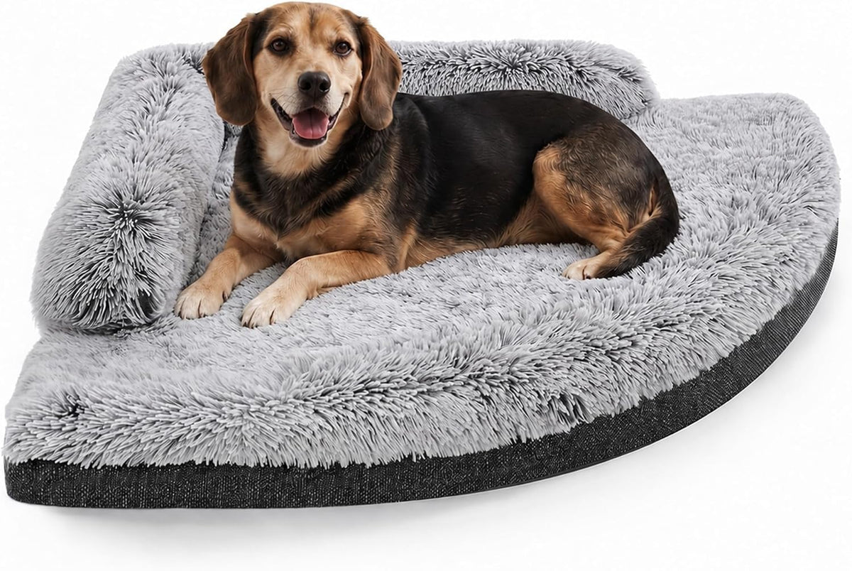 Corner Dog Bed for Large Dogs, Medium Fluffy Orthopedic Pet Bed