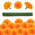 80 Pcs Artificial Marigold Flowers, 2" Silk Marigold Flower Heads with Stems, Orange Flowers Artificial for Diwali