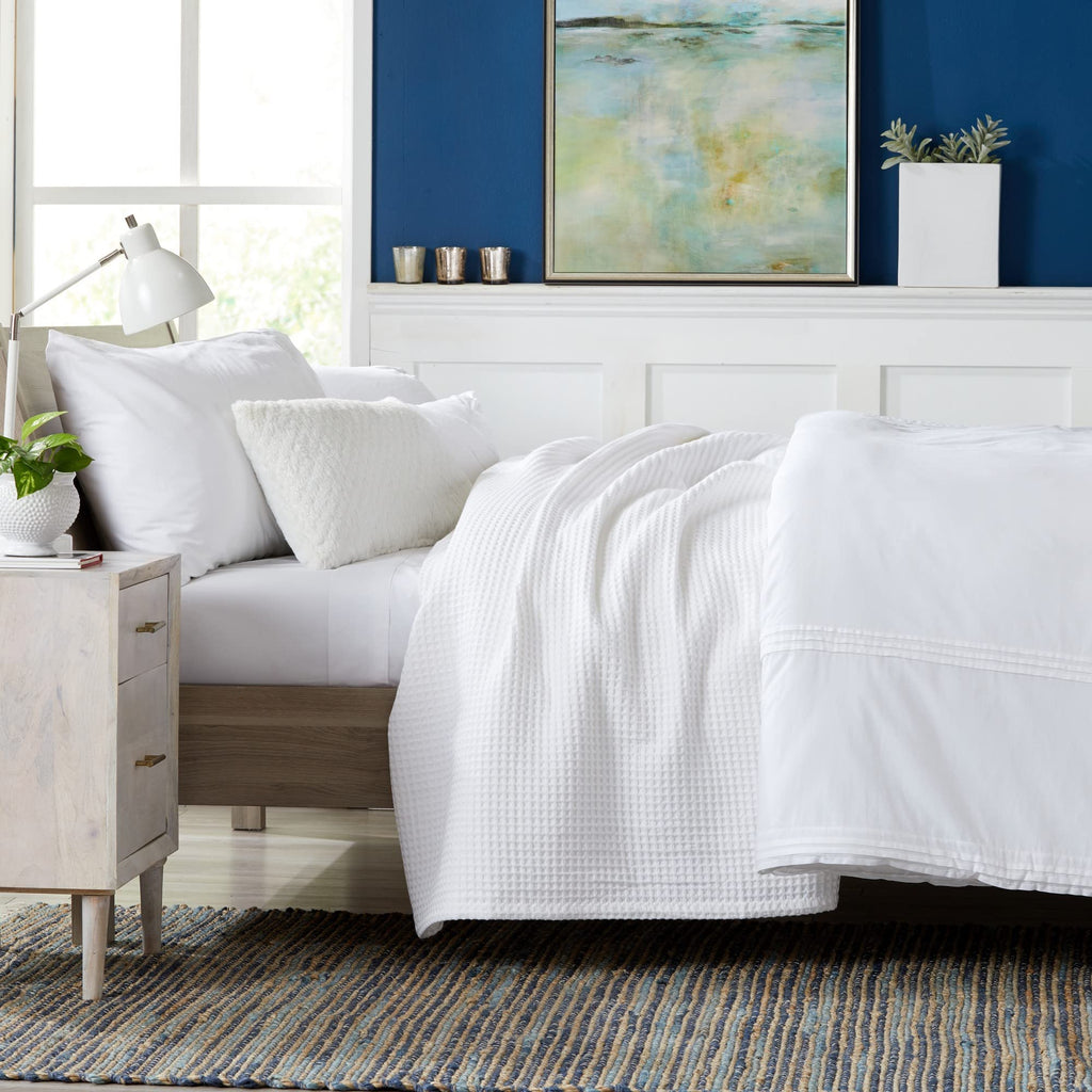 100% Cotton Waffle Weave Bed Blanket | Soft, Breathable, and Lightweight Blanket for All-Season | Perfect for