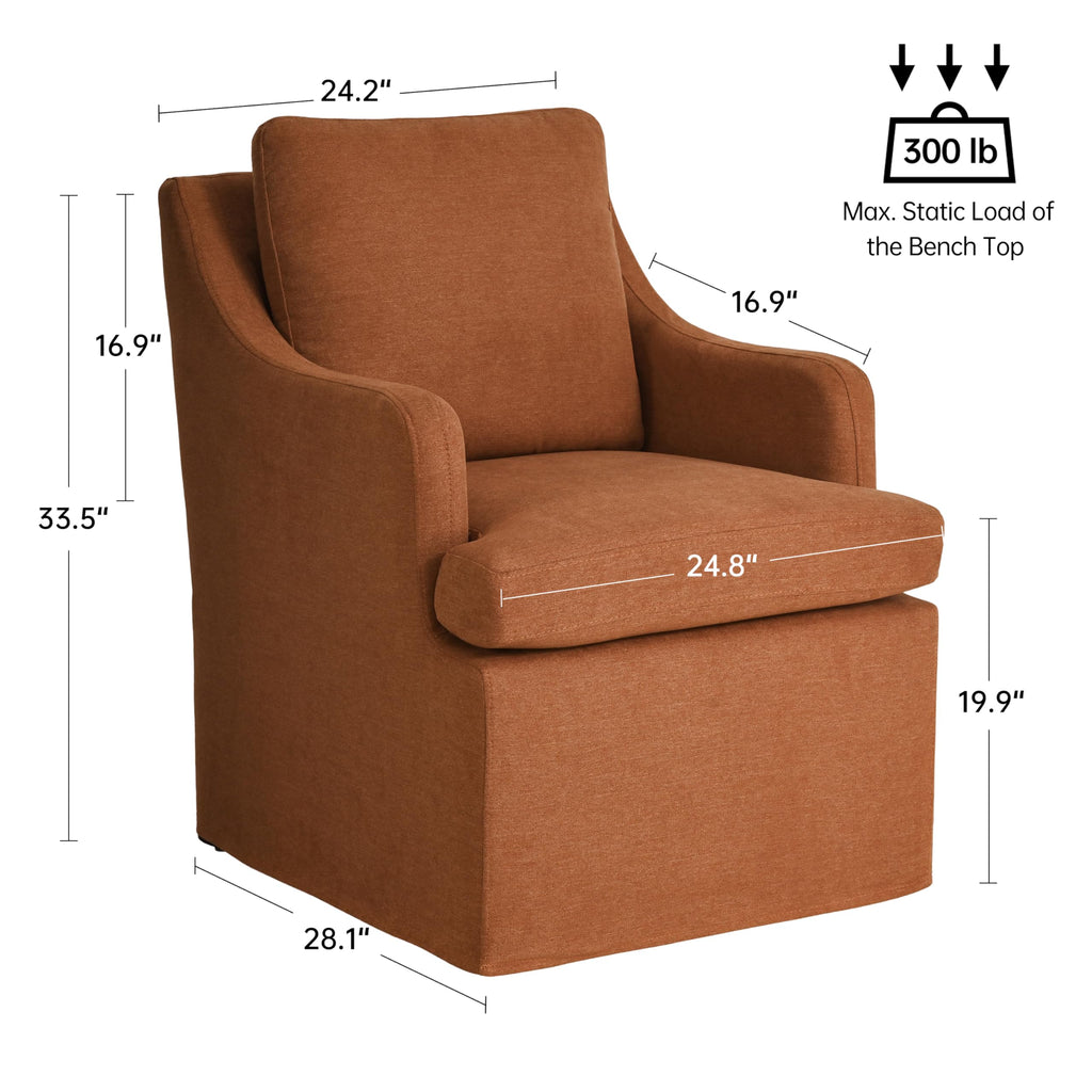 Upholstered Set of 4, Dining Room Chairs with Casters