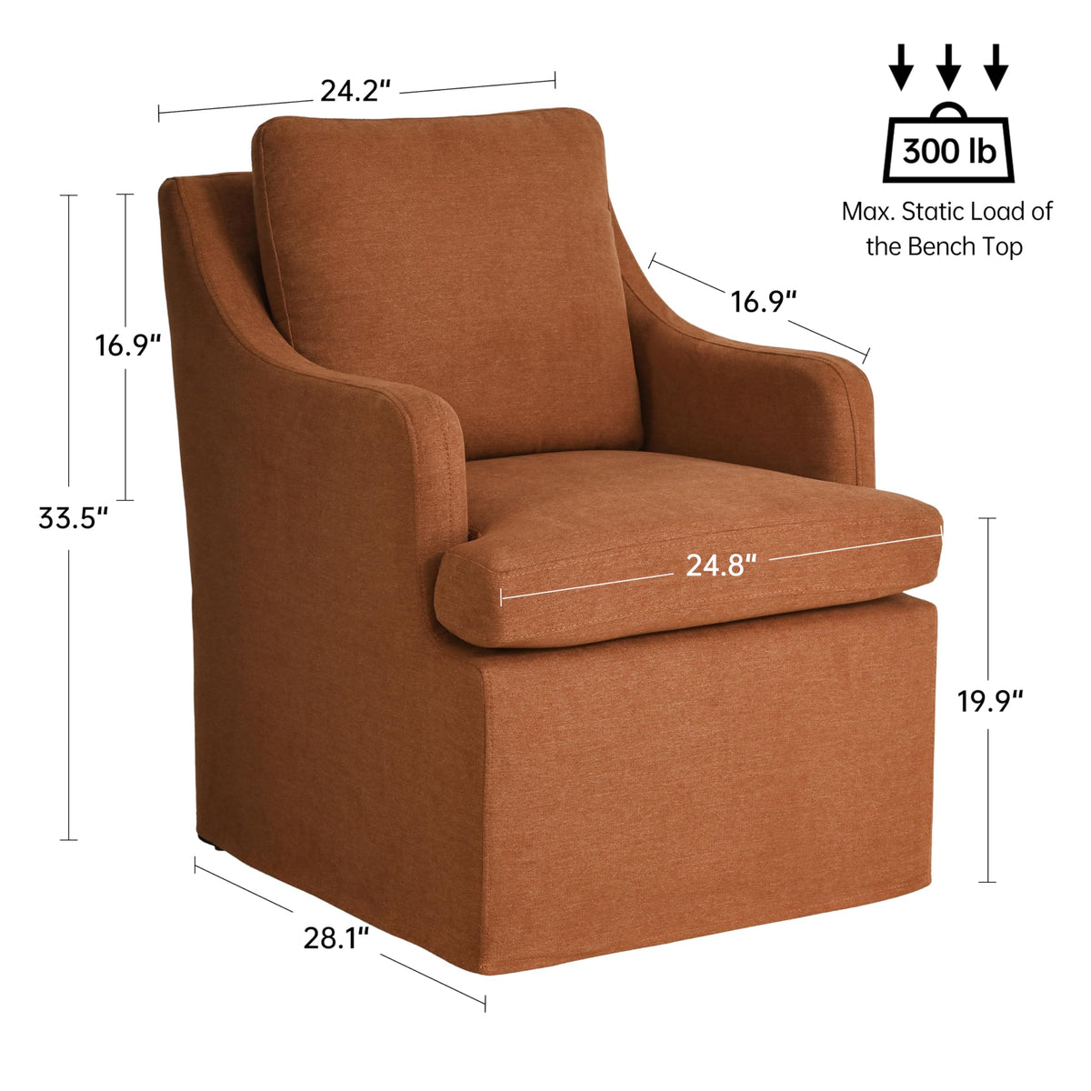 Upholstered Set of 4, Dining Room Chairs with Casters