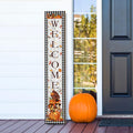 Fall Welcome Porch Sign Thanksgiving Day Wooden Door Sign 47" Large Buffalo Plaid Porch Sign for Pumpkin Sign Home