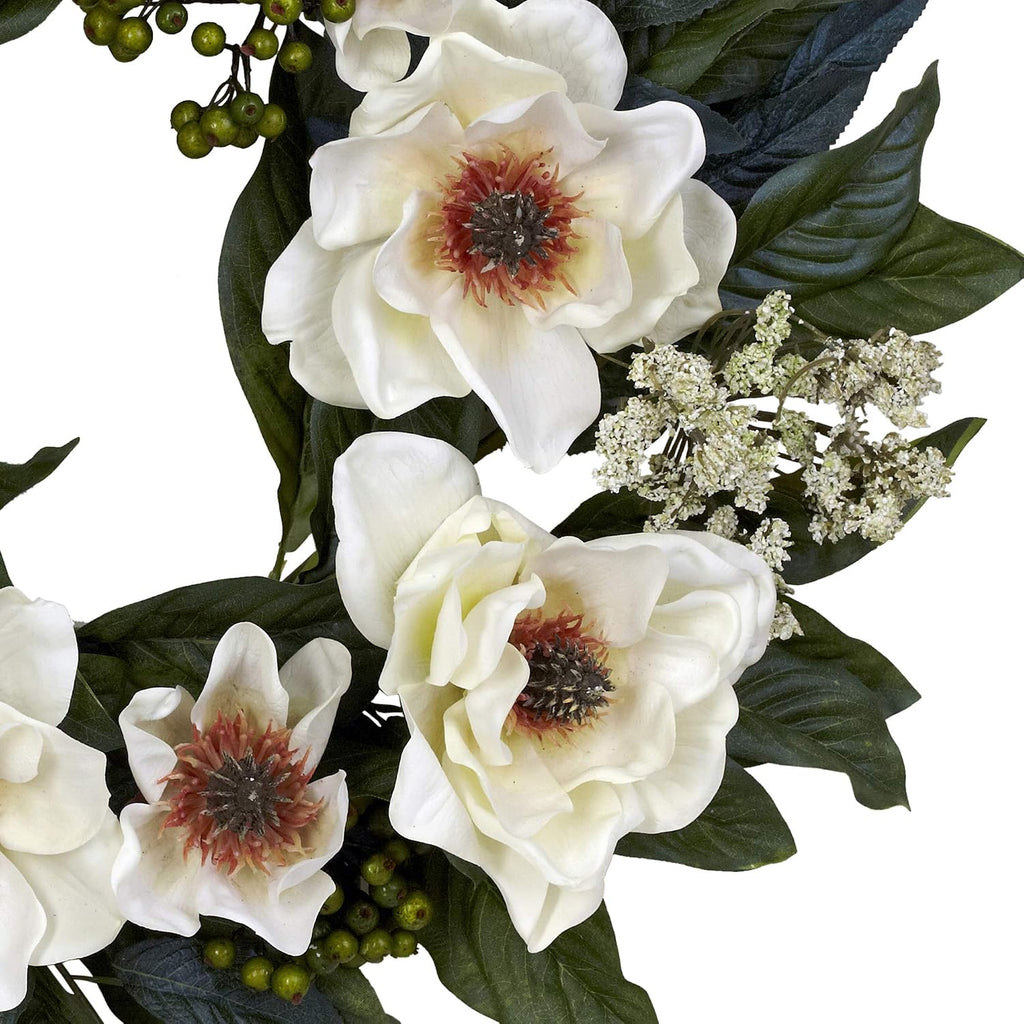 4793 22in. Magnolia Wreath,White