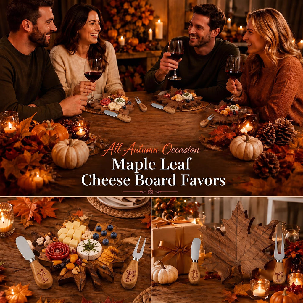 12 Sets Fall Maple Leaf Mini Charcuterie Board Gift, 8.3 x 7.5 in