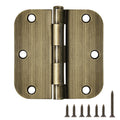 Rounded Door Hinges 3.5" X 3 1/2 Inch Antique Brass 5/8" 18 Pack