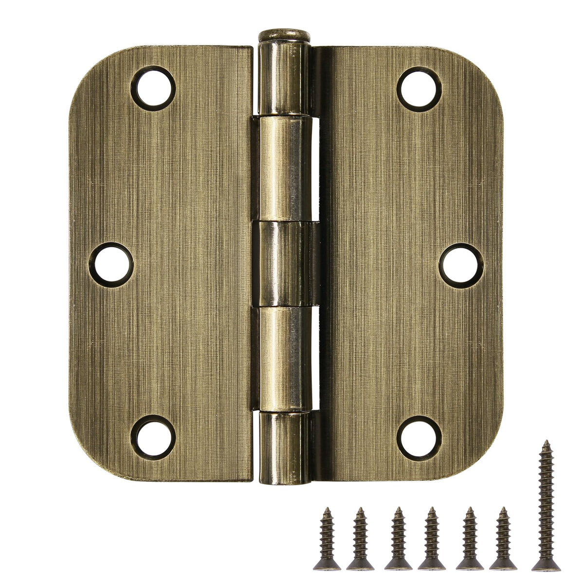 Rounded Door Hinges 3.5" X 3 1/2 Inch Antique Brass 5/8" 18 Pack