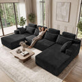 134" Boneless Couches - Modular Sectional Sofa U Shaped Oversized Deep Seat High Back Corduroy No Assembly Modern