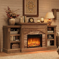 70" Farmhouse Electric Fireplace with Mantel, Rustic Gray