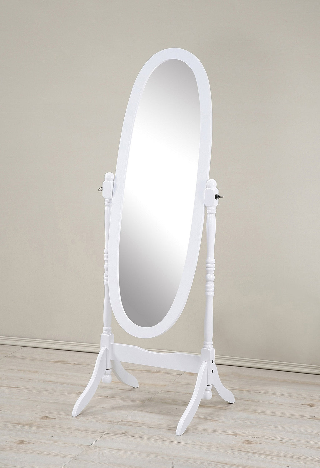 Traditional Queen Anna Style Wood Floor Cheval Mirror, White