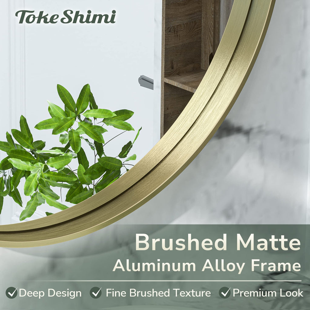 Brushed Gold Round Mirror 24 Inch Gold Round Vanity Bathroom Mirror