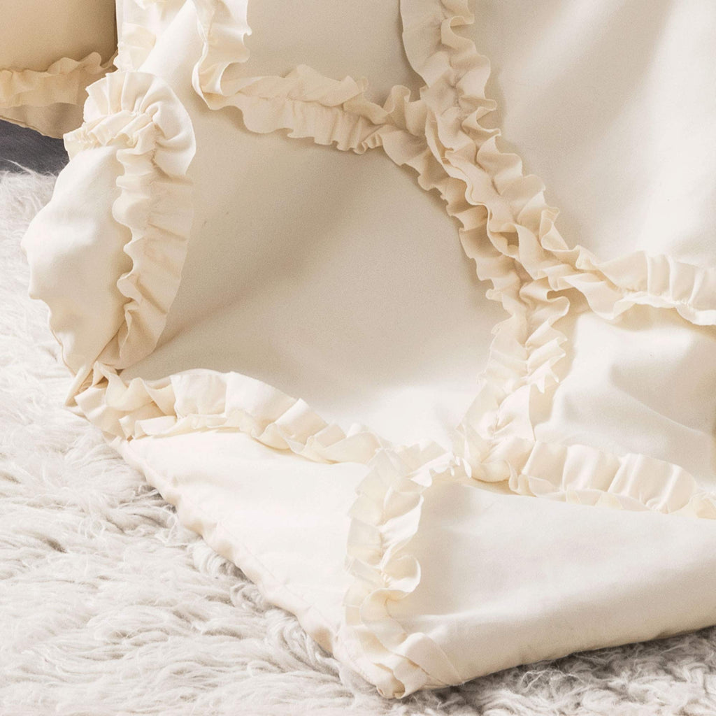 Avon Comforter Set, 3 Piece Set, Ivory - Romantic Farmhouse Bedding Set - Elegant Ruffle Bedding - Soft