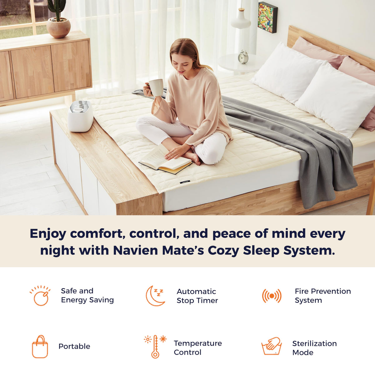 EQM350 Water Heated Mattress Pad Queen Size, Fast Heating Water Bed Warmer, Dual-Zone Temp Control, Low EMF, Water