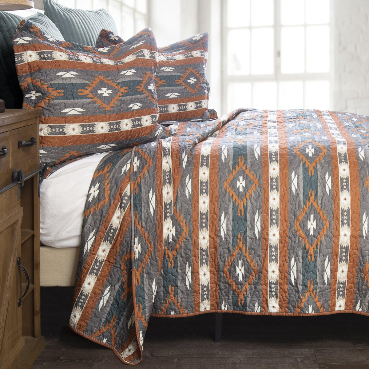 Aztec Country Bedding Set, Southwestern 2-Piece Microfiber Quilt Set, Checotah