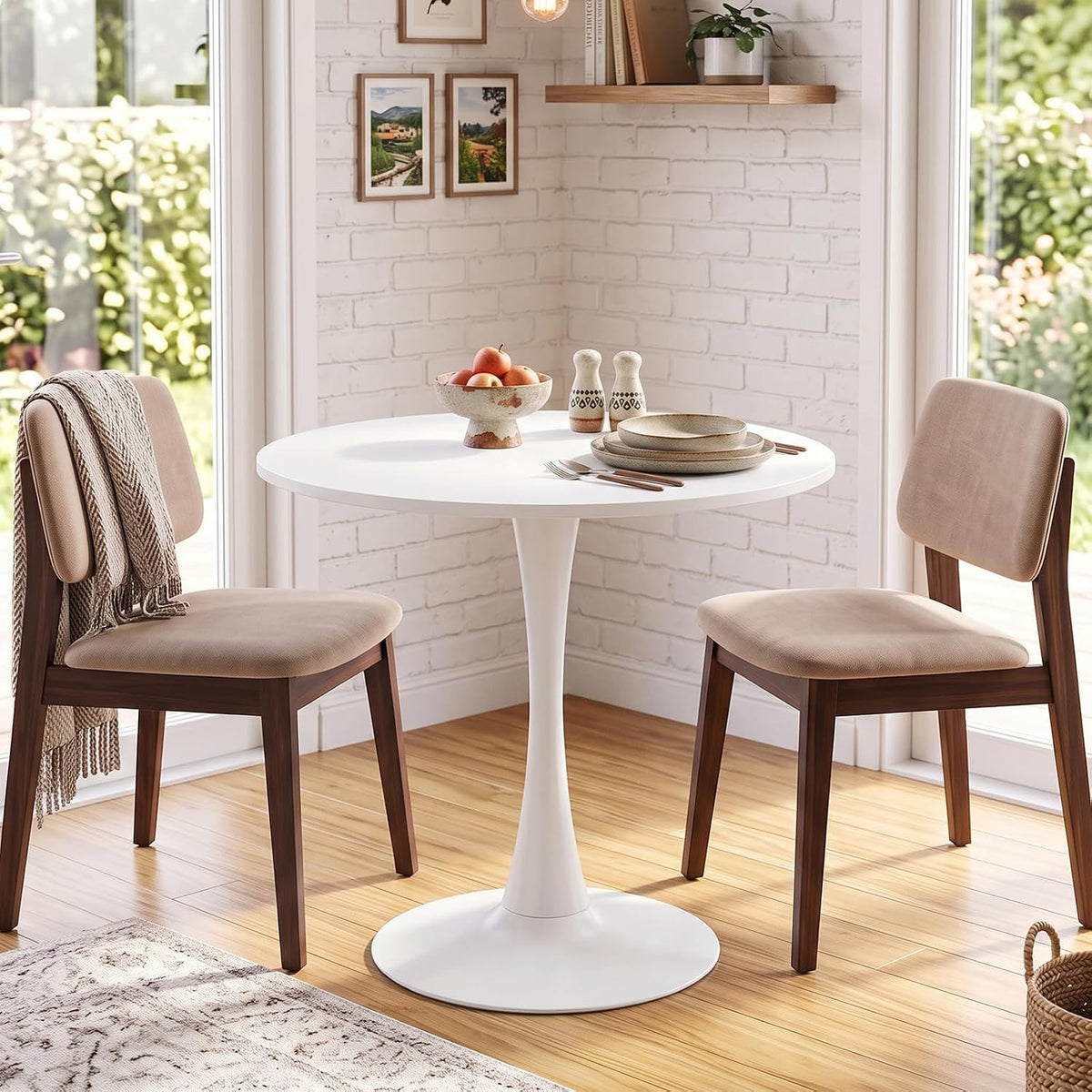 Inspired Saarinen Style Tulip Round Pedestal Dining Table — White, 32″ Round