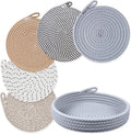 Inch Cotton Trivets for Quartz Countertops with Storage Basket - Thick Woven Hot Pads for Large Pots - Set of 5