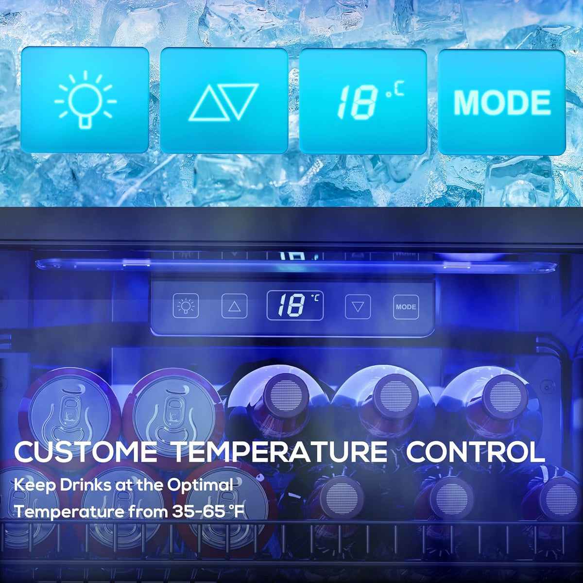 Beverage Refrigerator Cooler-130 Cans Freestanding Mini Fridge Cooler with Glass Door