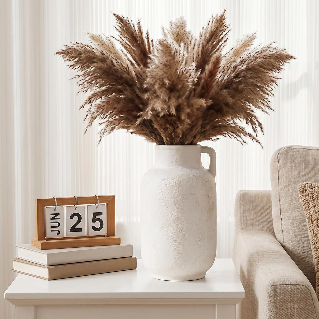 Ceramic Flower Vase, 9.3in Farmhouse Table Rustic Vases, Small Flower Terracotta Vases Decor, Living Room, Table