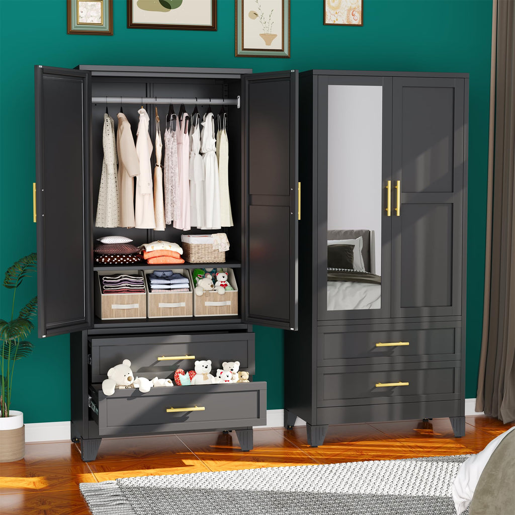 Metal Armoire Wardrobe Closet, 71 "Metal Clothing Storage Cabinet