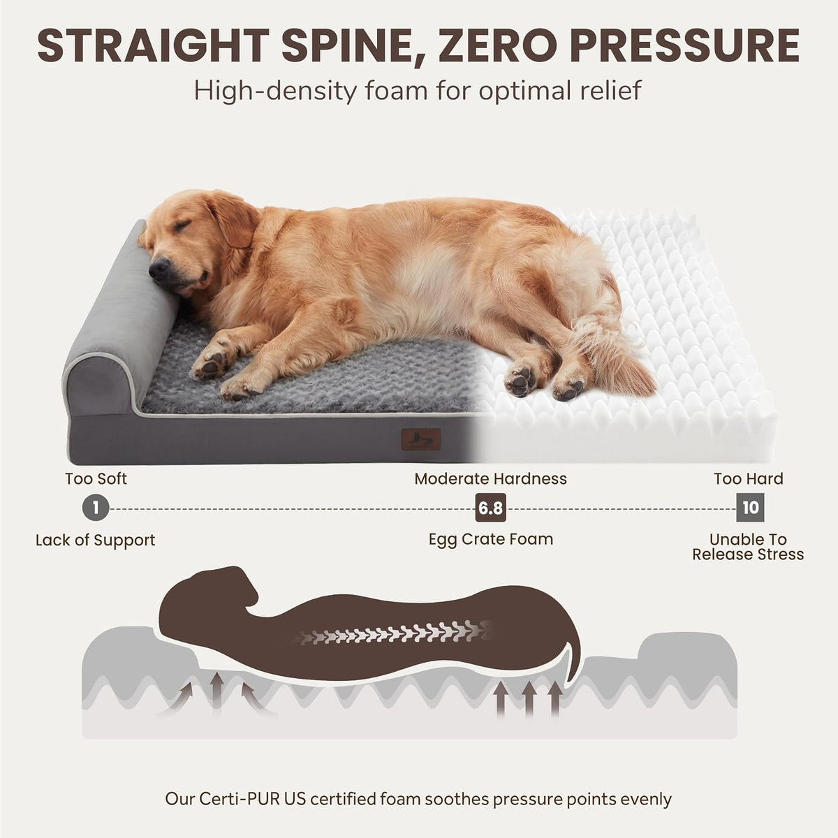 Orthopedic Large Dog Bed, Washable Dog Couch for XL Senior Dogs