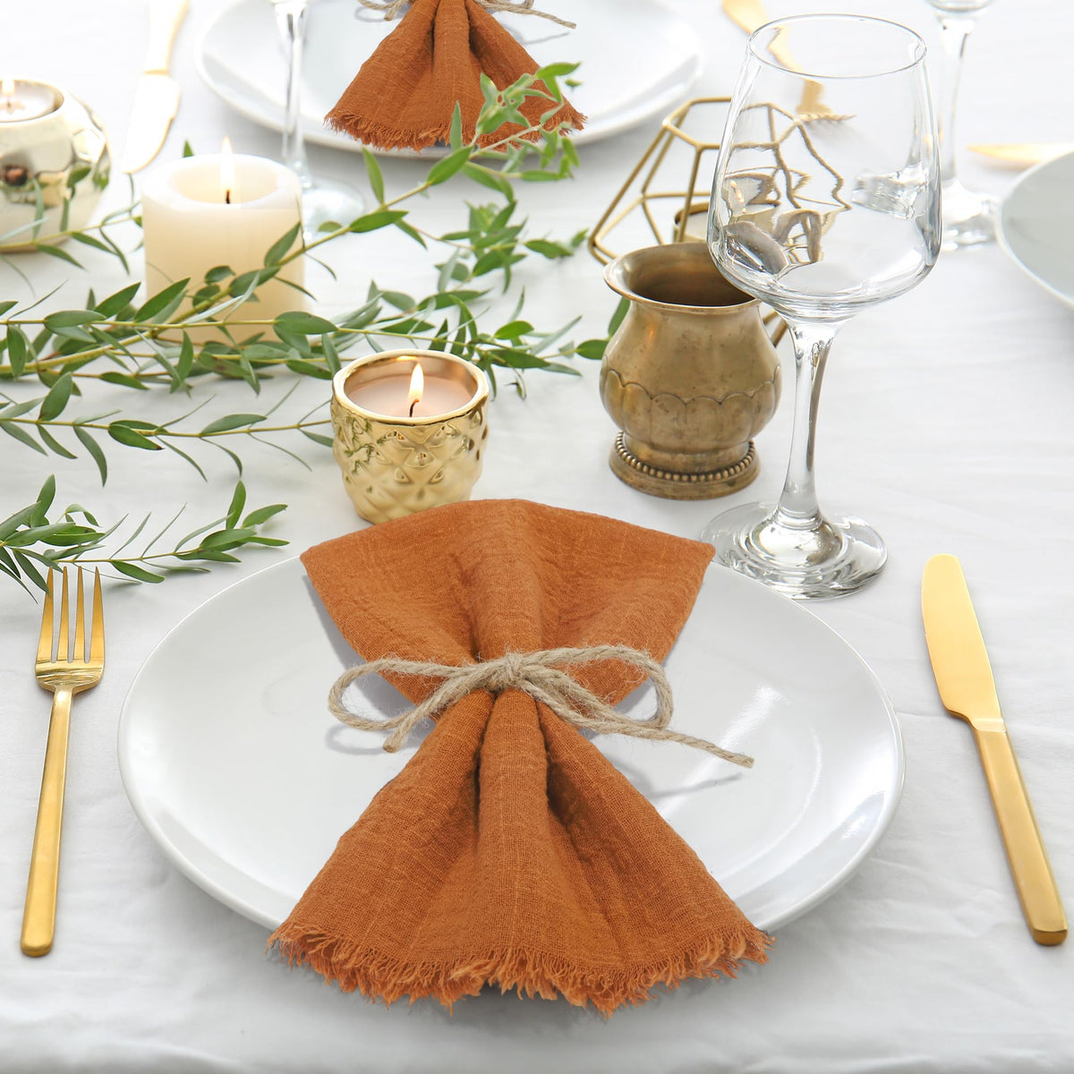 24 Pieces Thanksgiving Fall Cotton Linen Cloth Napkin Handmade