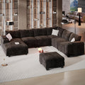 121.2" Large Sectional Couches with Chaise & Cup Holders