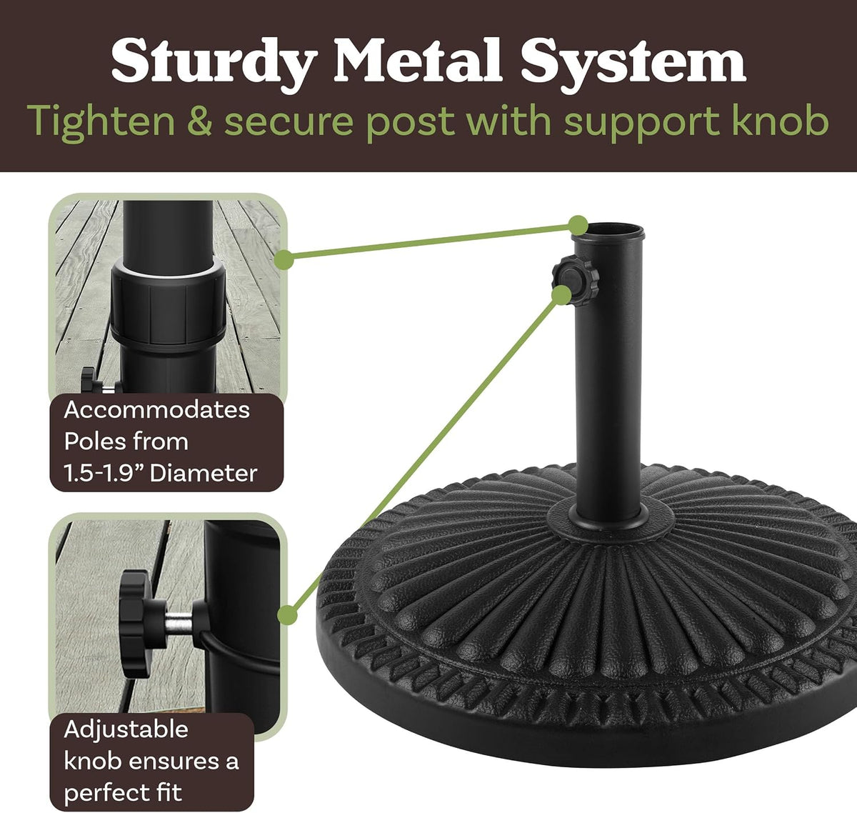 Patio Umbrella Base - 39lb Weighted Resin and Cement Patio Umbrella Stand Outdoor Base