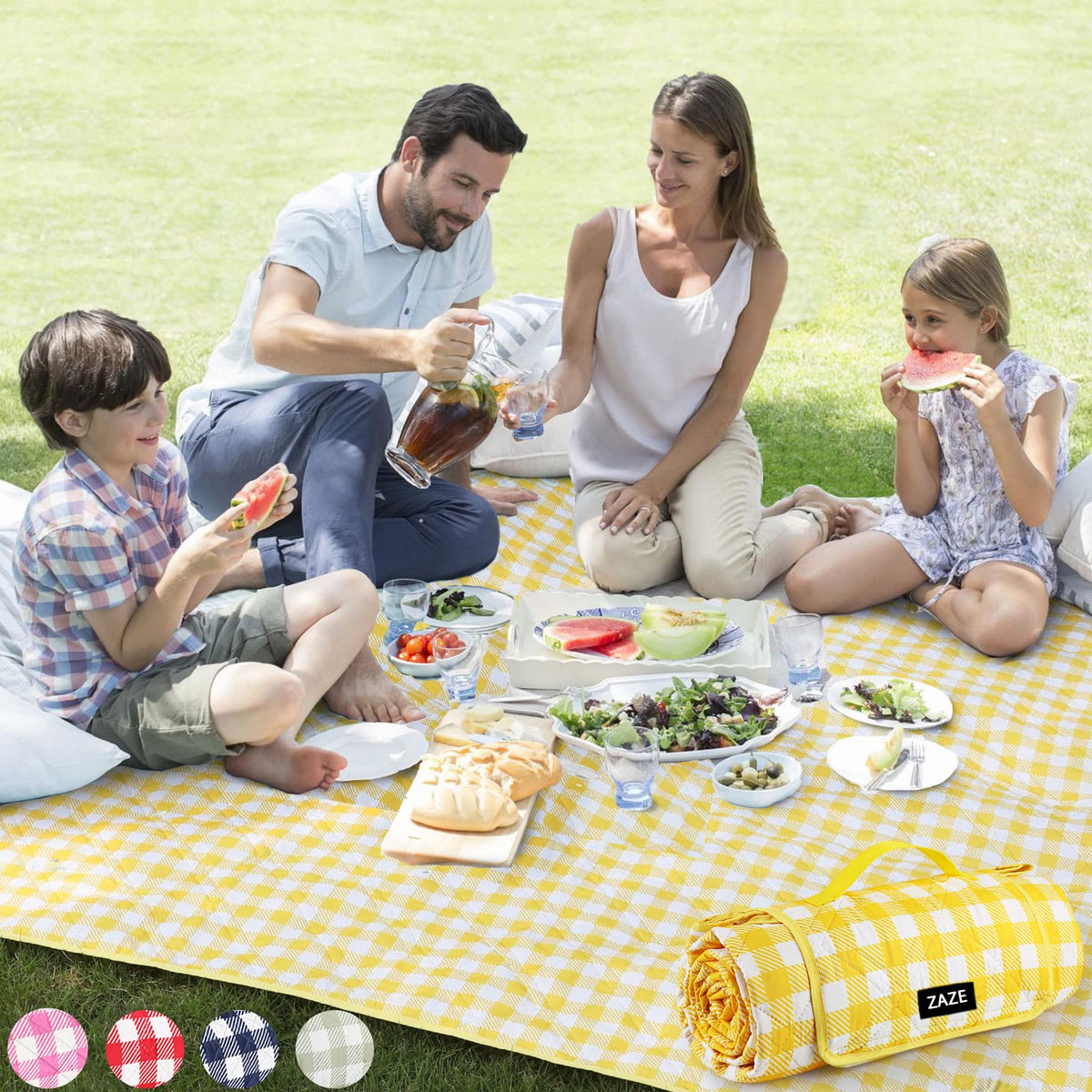 Extra Large Picnic Blankets, 80''x80'' Washable Waterproof Foldable Oversized Compact Picnic Mat for Spring Summer
