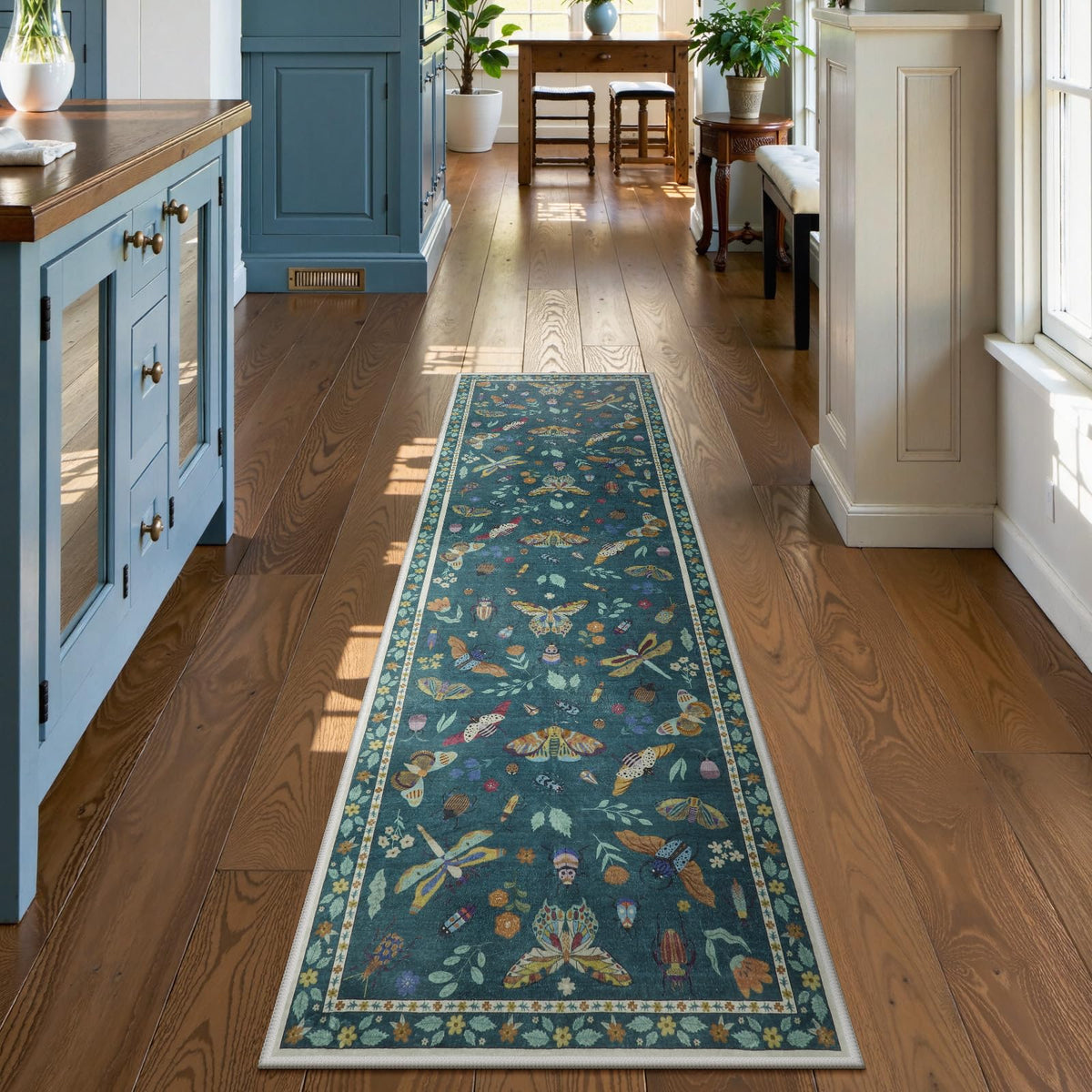 Insect Hallway Runner Rug, 2'5''x8' Washable Runners s