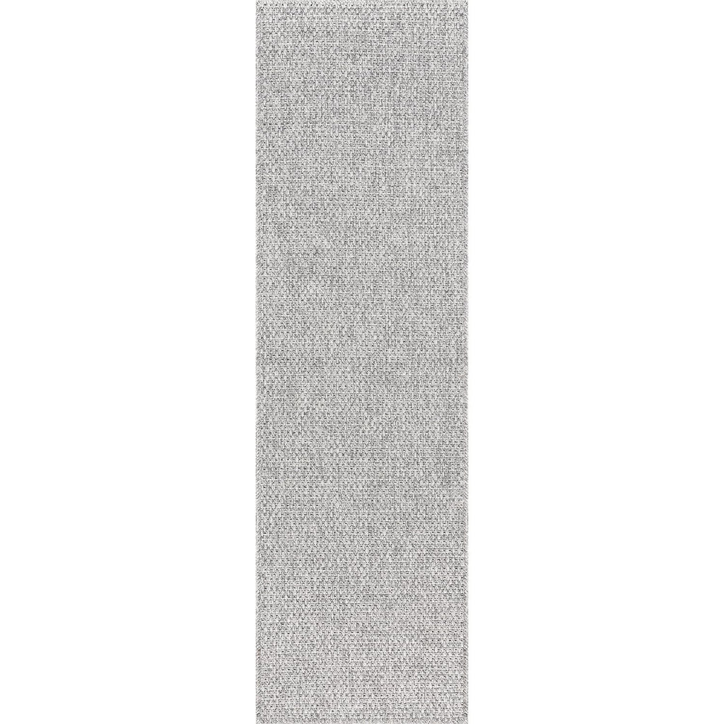 Indoor and Outdoor Runner Rug Gray Solid Boho Woven Design Easy-Cleaning Non Shedding Farmhouse Living Room Bedroom
