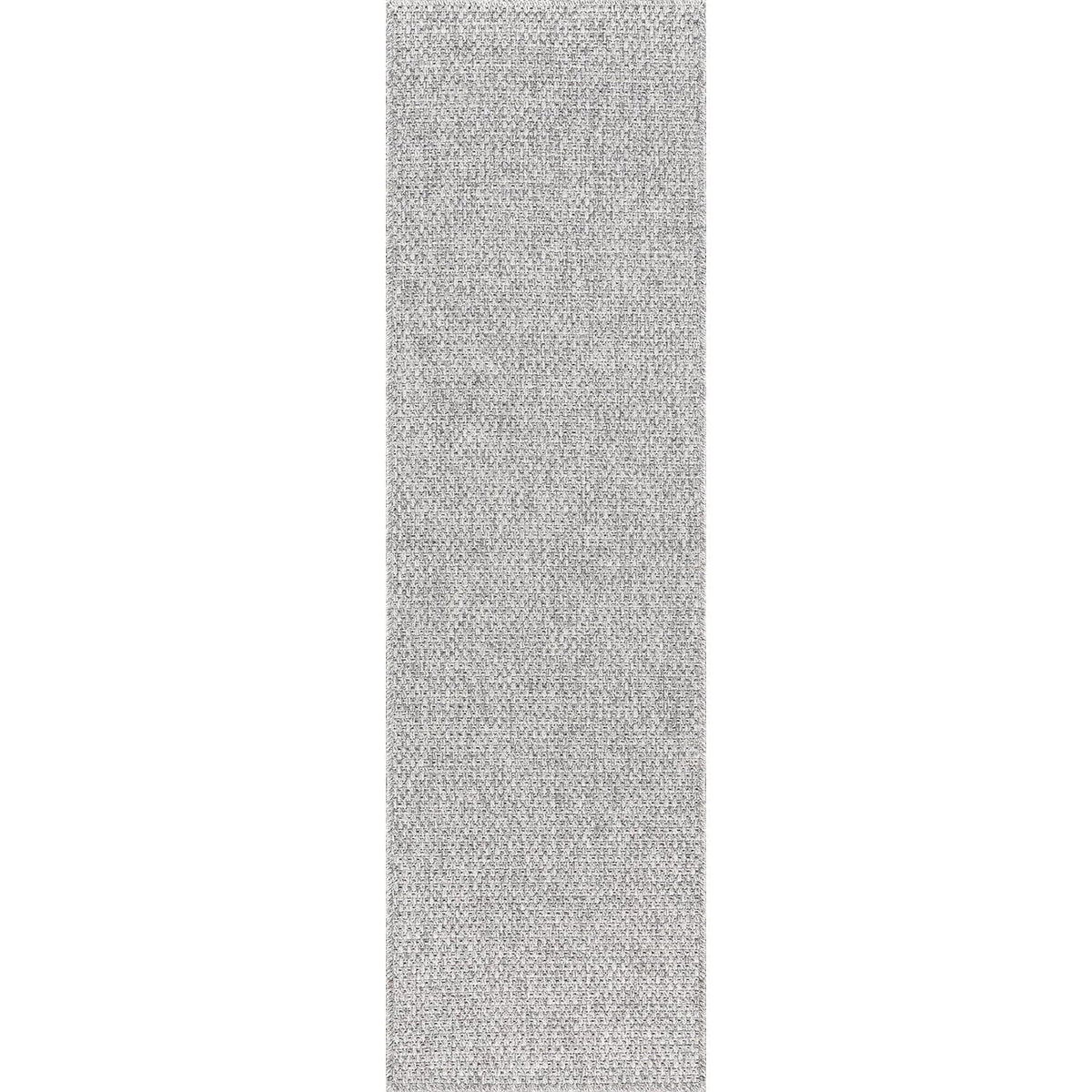 Indoor and Outdoor Runner Rug Gray Solid Boho Woven Design Easy-Cleaning Non Shedding Farmhouse Living Room Bedroom