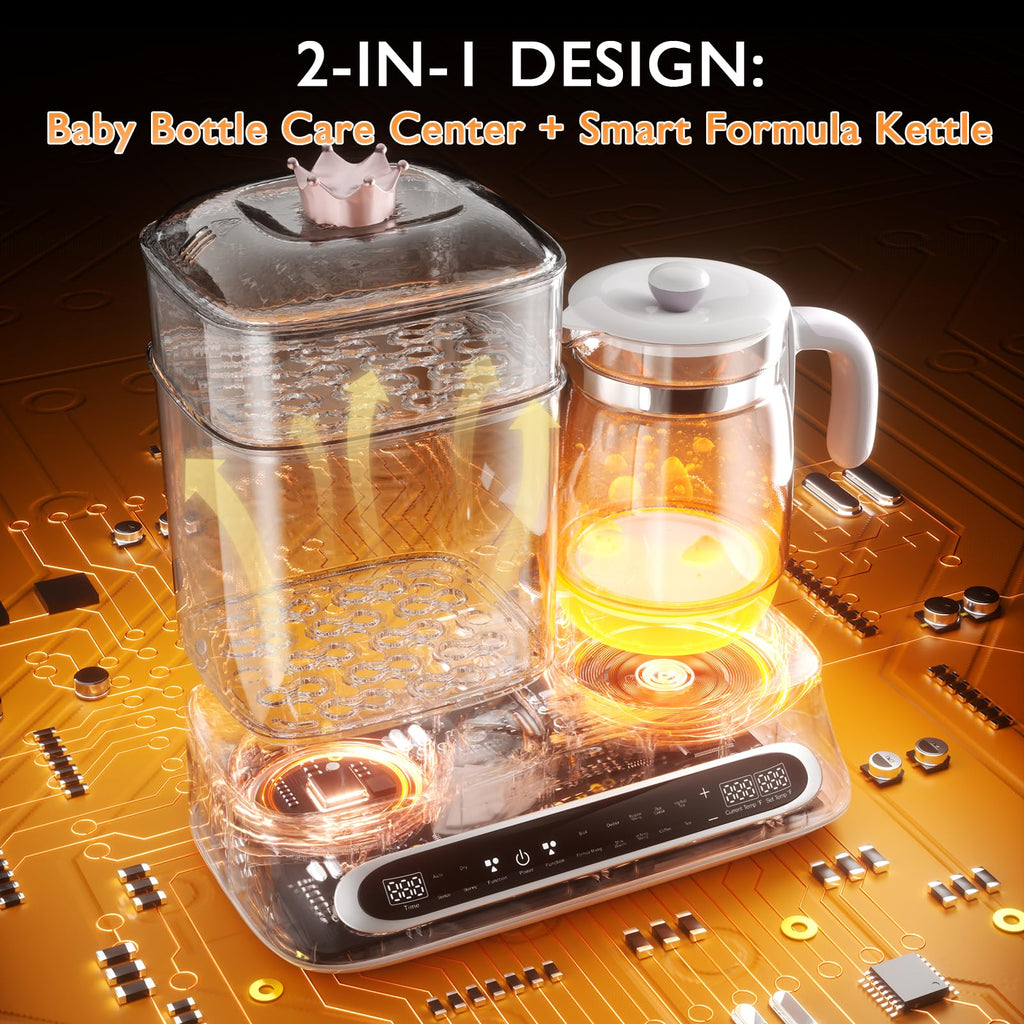 Baby Bottle Warmer & Steamer, 44oz Formula Kettle with Drying & Steam, Multi-Function Bottle Warmer for Breastmilk