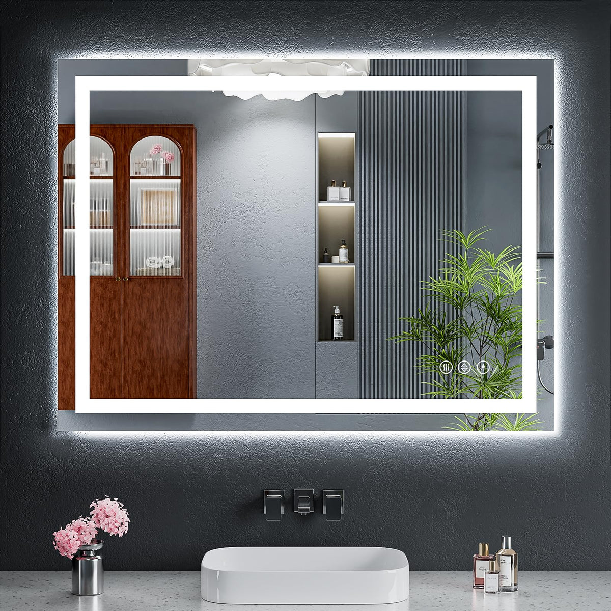 40"x30" LED Bathroom Mirror with Lights, Backlit+Frontlit, Anti-Fog