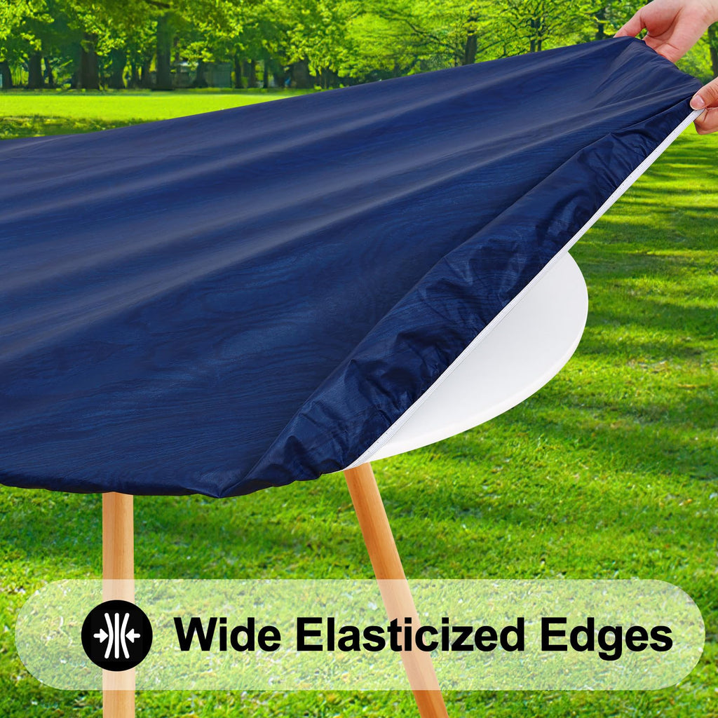 Round Table Cloth, Waterproof Fitted Table Cover for 57"-68" Tables