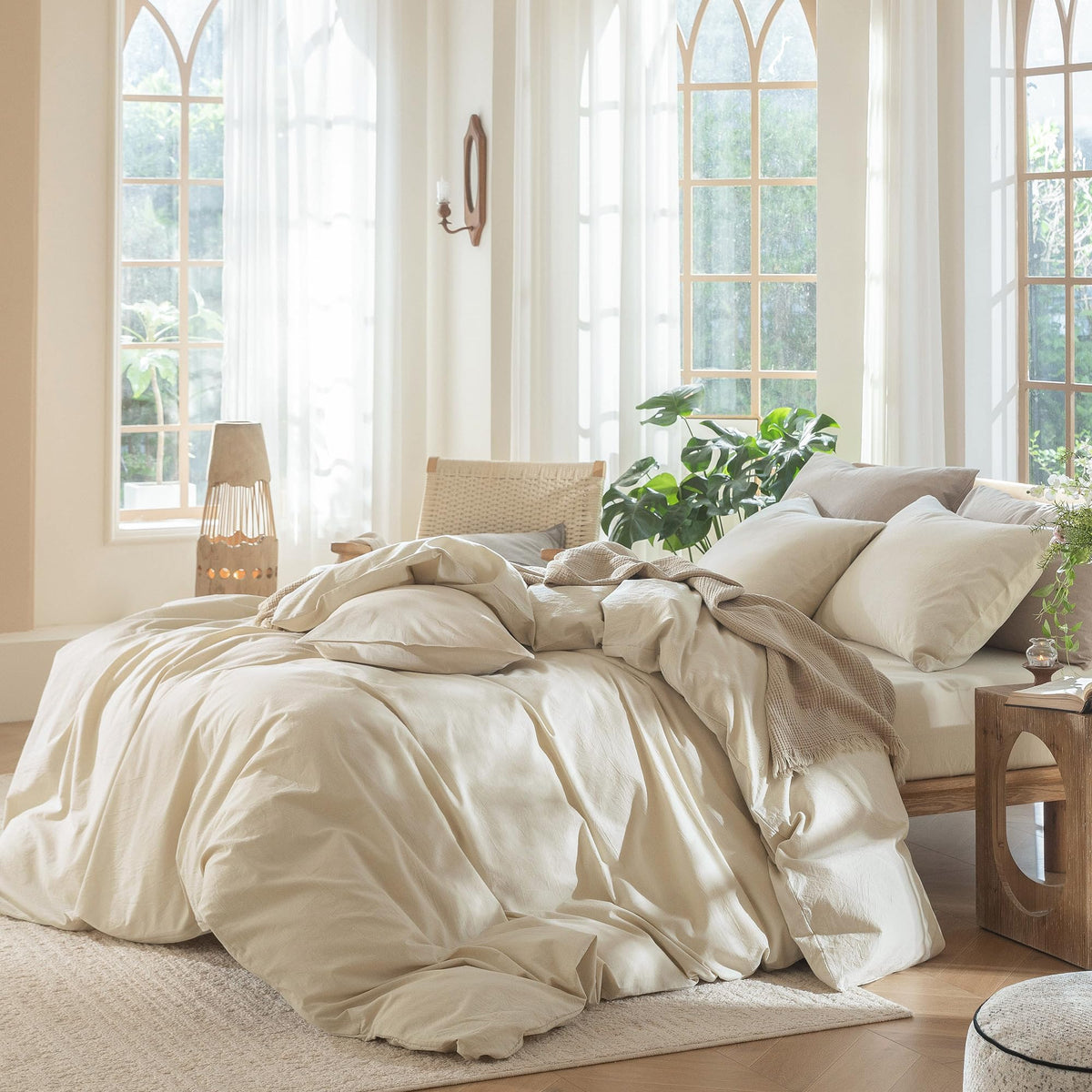 Duvet Cover Set 100% Washed Cotton Linen Like Super Plus