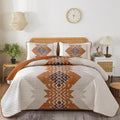 Boho Queen Quilt Set, Terracotta Aztec Reversible Bedspread