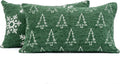 Soft Chenille Christmas Reversible Throw Pillow Covers 12x20, Holiday Double-Sided Snowflake & Tree Cushion - Set of 2