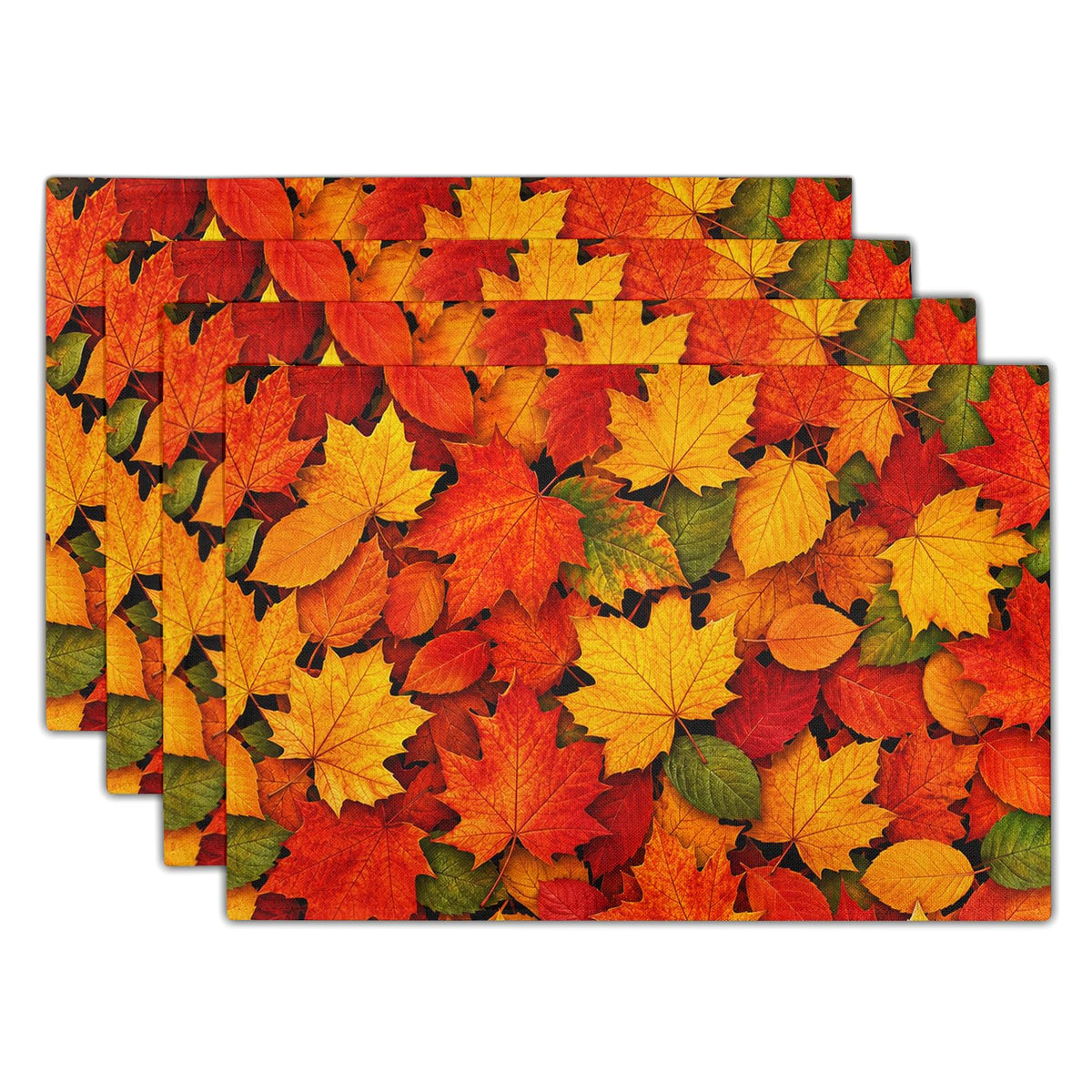 Fall Placemats 12×18 Inches Set of 4 Autumn Leaves Festival Indoor Kitchen Dining Table Place Mats Party Decoration