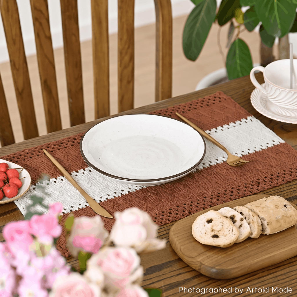 Fall Caramel Farmhouse Rustic Placemats Set of 6-12x18 Inch