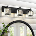 Crystal Vanity Lights s, 3 Light Bathroom Vanity Light, Modern Matte Black Bathroom Light Over Mirror, Black