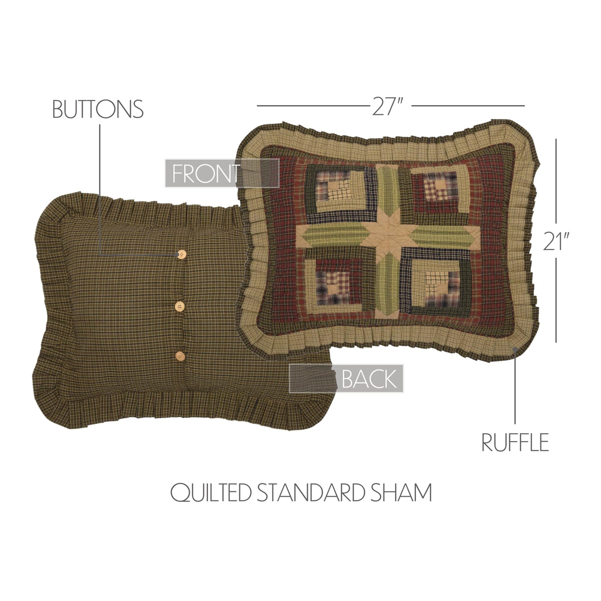 Tea Cabin 3 Piece Quilt Set (1 Quilt, 2 Standard Shams)