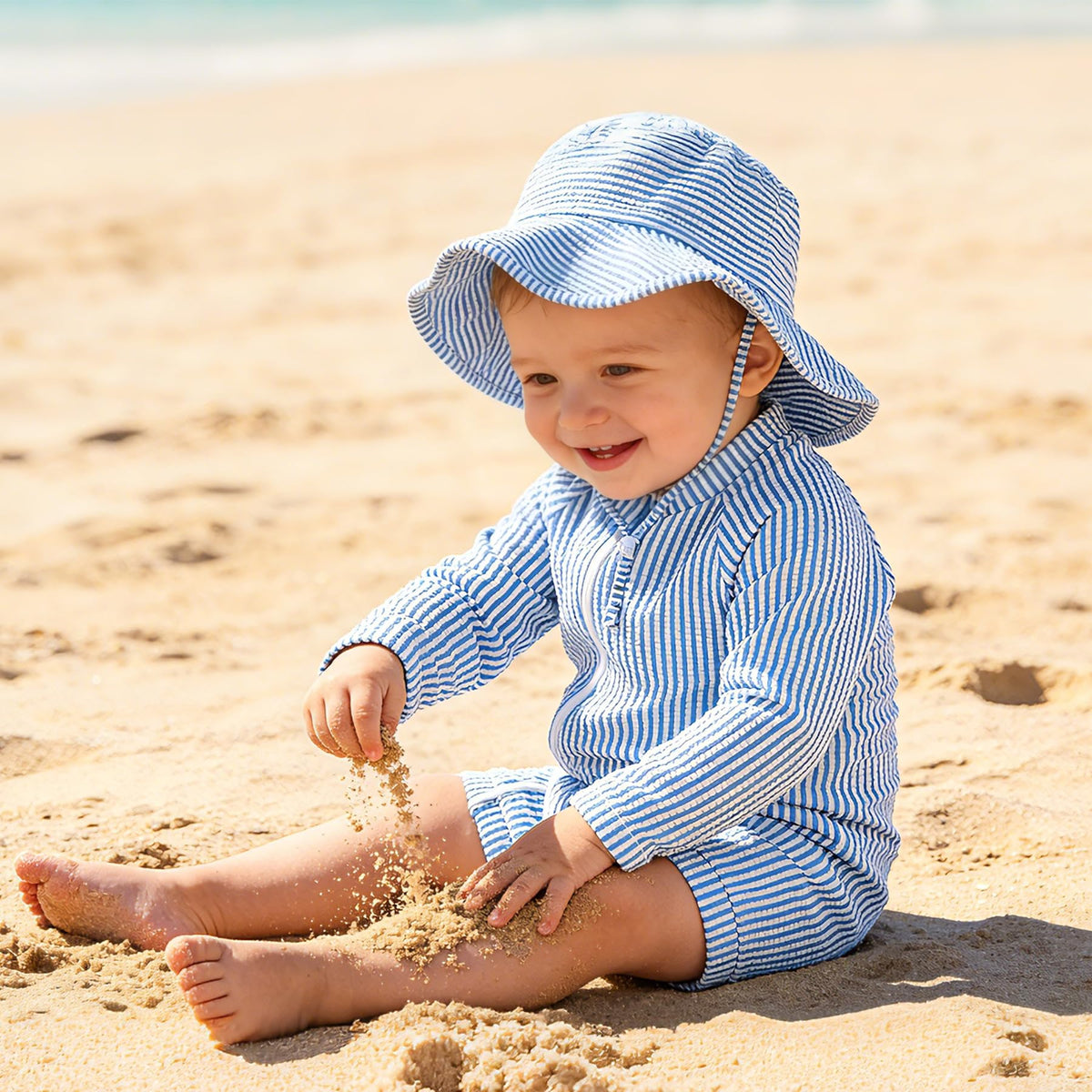Baby Boys Swimsuit Toddler One Piece Zipper Bathing Suit Long Sleeve Rash Guard Swimwear Sunsuit UPF 50+