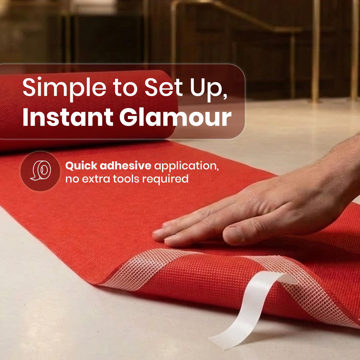 Hollywood Red Carpet Floor Runner, 3 x 50 Feet, Non Slip Fabric