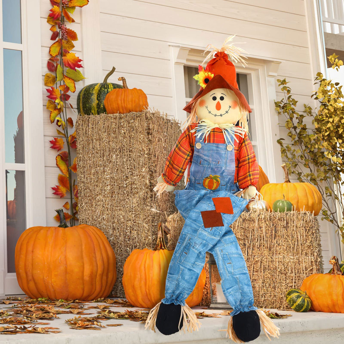 60 Inch Large Scarecrow Fall Outdoor Porch Yard Garden Decoration