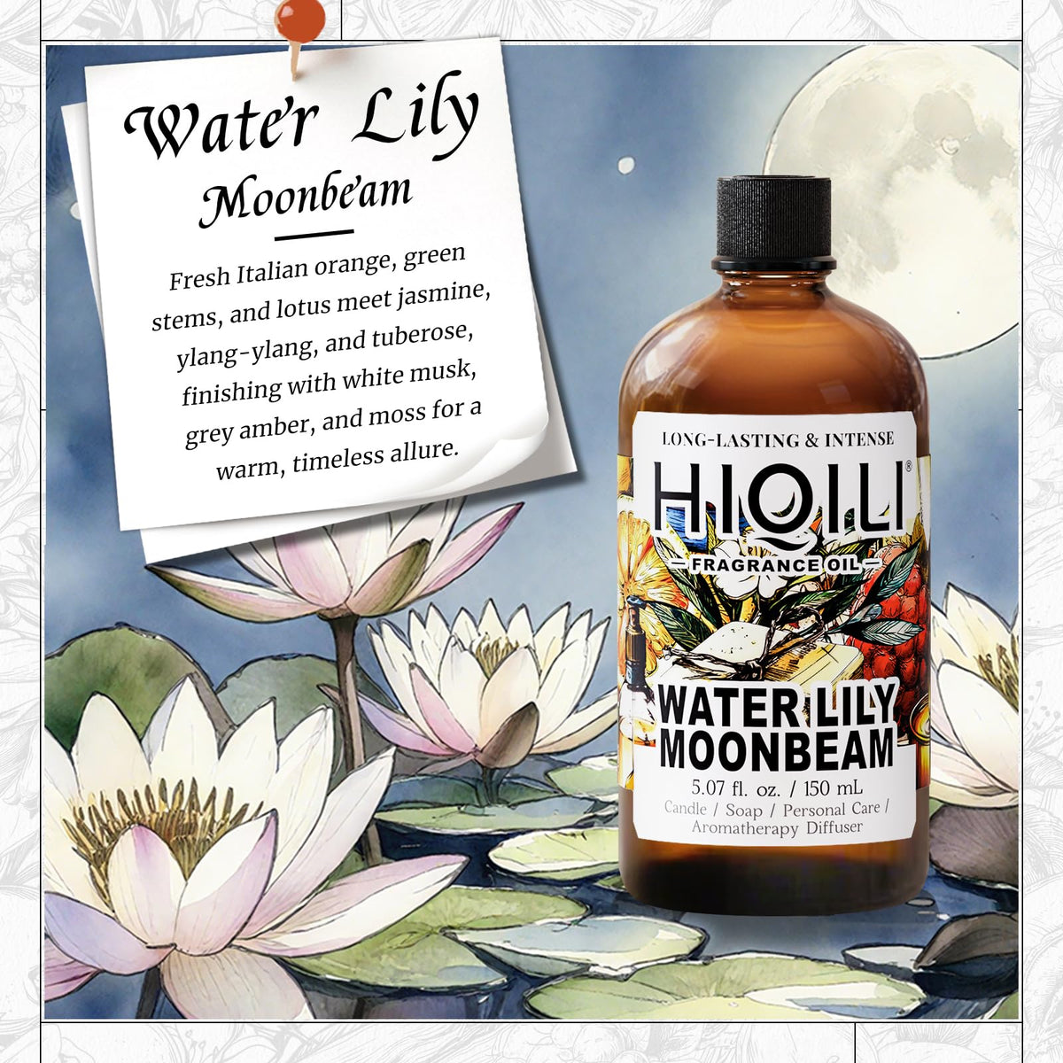 Water Lily Moonbeam Fragrance Oil for Diffuser, Candle & Soap Making