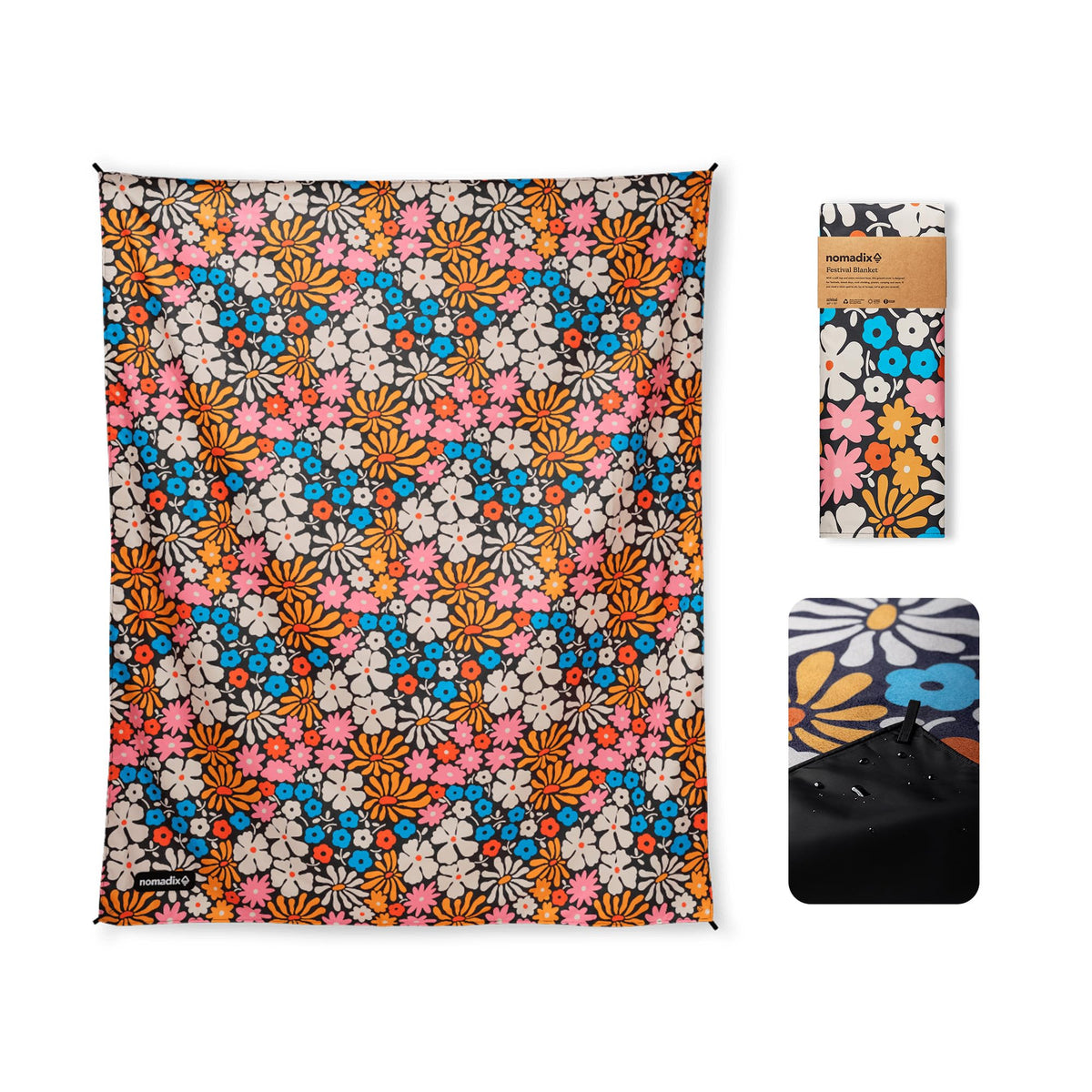 Festival Blanket - Perfect for Picnics, Camping, & Lawn Seating - Plush Top & Water Resistant Base - Made with Post