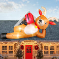 12 FT Giant Christmas Inflatable Reindeer Outdoor Decorations, Large Blow Up Reindeer with Gift Box Decor, Built-in
